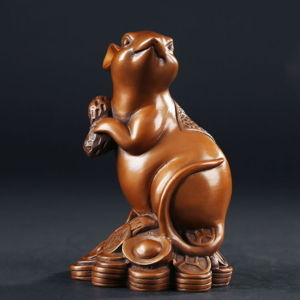 铜鼠摆件 生肖鼠铜像