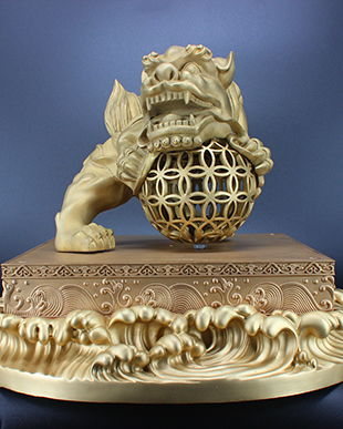 铜雕舞狮，熔模铸造
