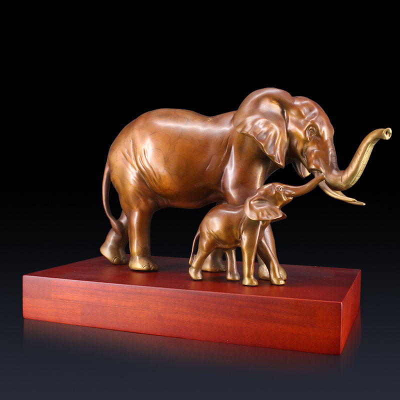 大象铜雕塑 母子大象