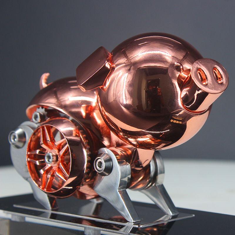 金猪聚福 机械猪模型 金属模玩手办